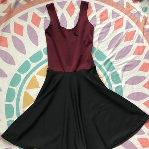 Boohoo Sally Contrast Skater Dress Berry